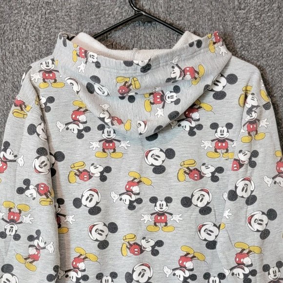 Disney Mikey Mouse Hoodie Womens Medium Gray All over Print Classic Sweatshirt - Picture 9 of 14